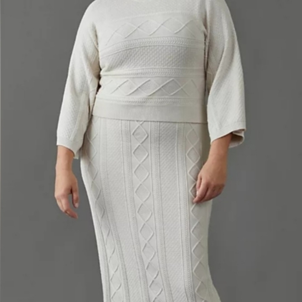 Anthropologie Cream Knit Sweater Dress